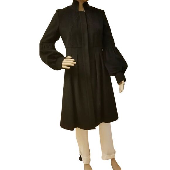 Diane Von Furstenberg Wool Black Coat Size Small - Picture 5 of 6